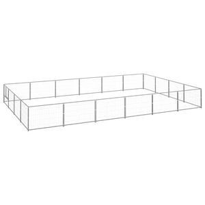 vidaXL Dog Kennel Silver Steel Outdoor Puppy Enclosure Dog Pet Supply Cage