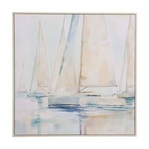 Lvd Coastal Hand-finished Wood Framed Canvas Sailing Print Home Decor 70x70cm