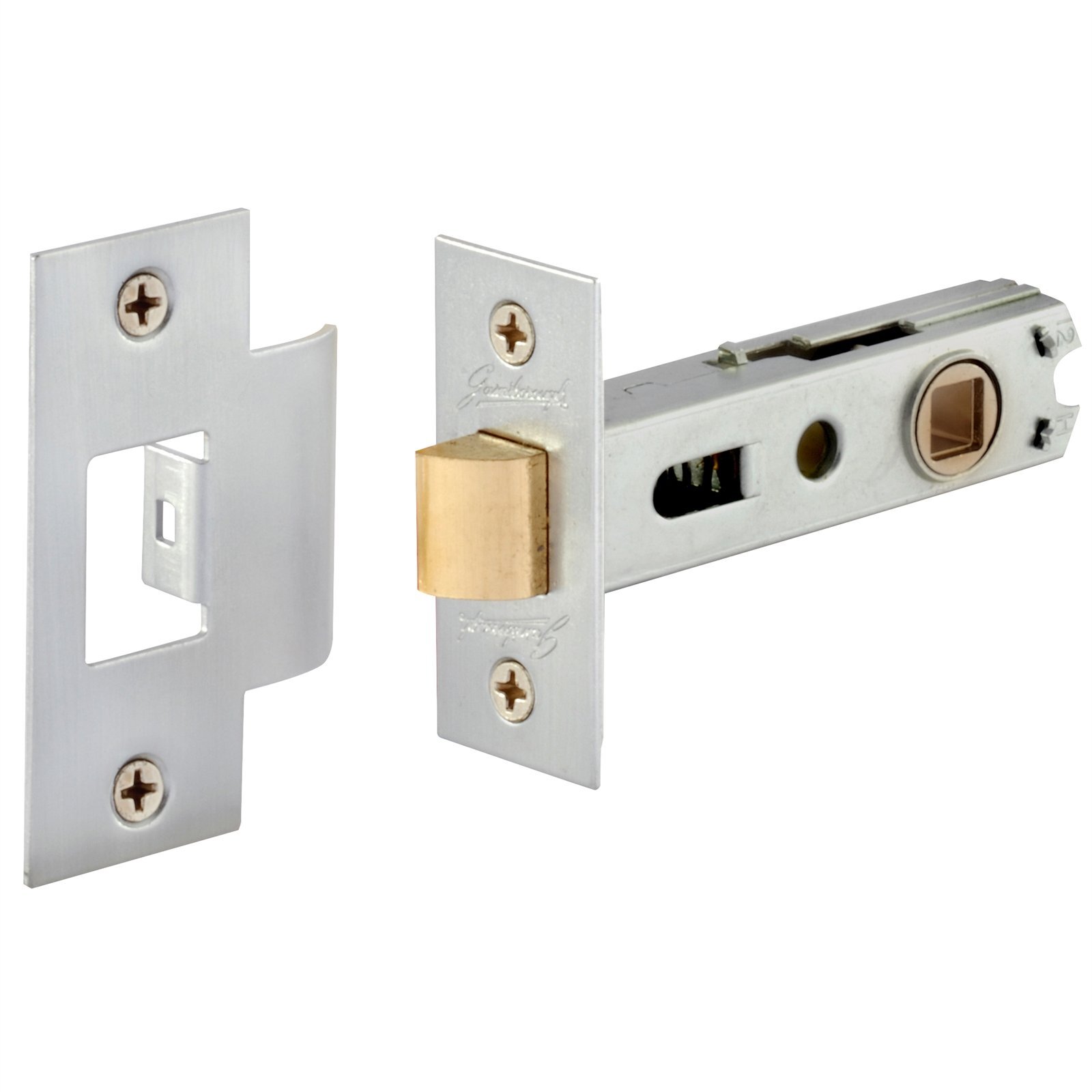 Gainsborough 980 Series Rectangular Face Tubular Latch 60mm Backset Universal Strike Satin Chrome Bunnings Australia