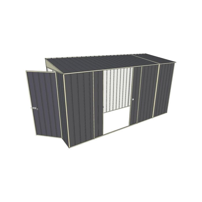 Build-A-Shed 1.2 x 3.7 x 2.0m Skillion Double Sliding Side Door Shed - Grey