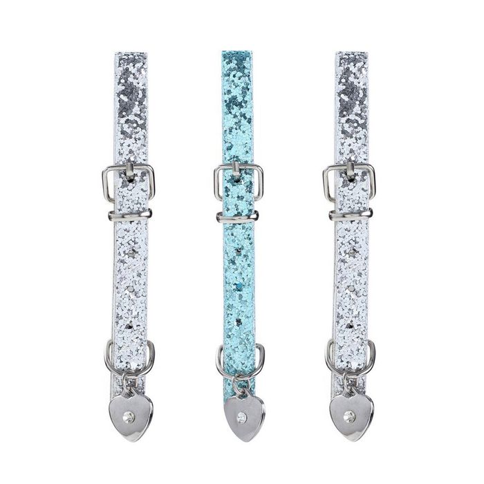 3x Paws & Claws Pet/Cat Adjustable 26-32x1cm Glitter Neck Collar Strap Assorted
