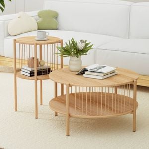 Artiss Coffee Table 2pc Set Wood