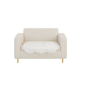 SOGA One-seater White Faux Fur Throw Blanket 90x90cm Polyester