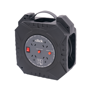 Click 15m Domestic 4 Outlet Cable Reel
