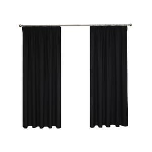 Windoware 180 x 223cm Jet Black Multi Pencil Pleat Blockout Curtain - 2 Pack