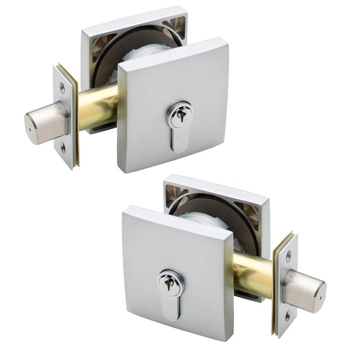 Gainsborough Satin Chrome G2 Series Smooth Square Deadbolt Double Cylinder