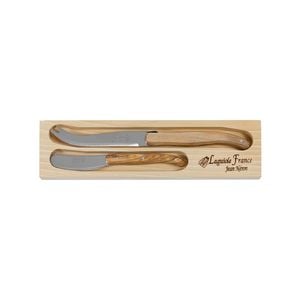 Laguiole Jean Neron 2pc Cheese Knife & Spreader Set - Olive