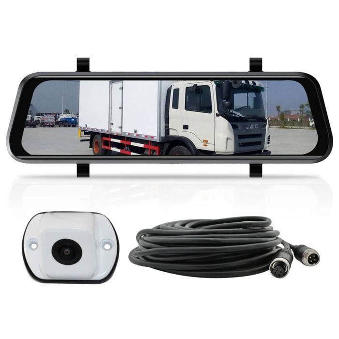 Elinz K Series 9.6" Full Screen Display Clip-on Mirror Monitor Surface Mount Ahd 1080p Rear Camera White 10m Cable