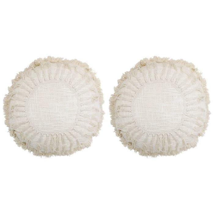 2PK LVD Cinque Cotton Cushion Pillow 48x48cm Round - White