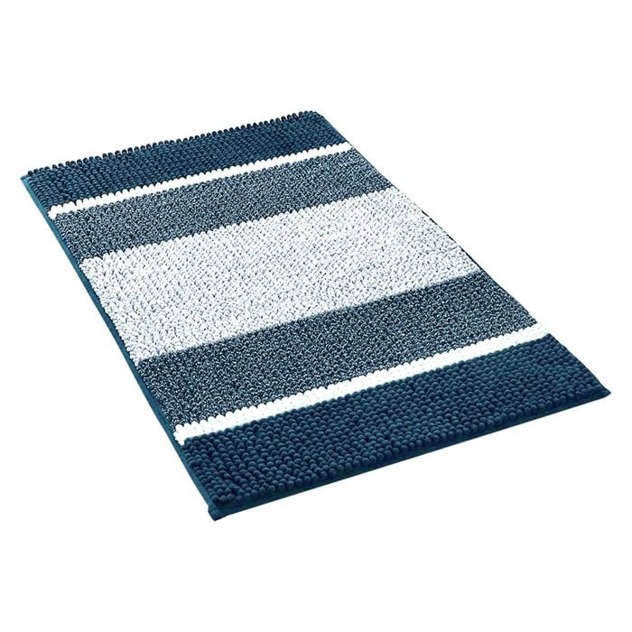 Barelli 80cm x 50cm Chenille Blue Two Tone Non-Slip Bath Mat