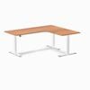 Desky L-Shape Sit to Stand Prime Oak Melamine Desk 1800x1500mm - Right Return Height Adjustable White Leg