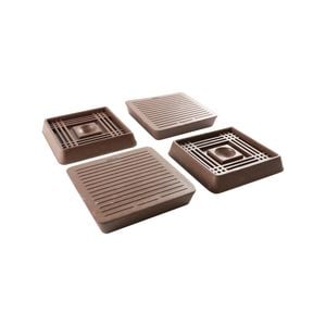Surface Gard 51 x 51mm Brown Square Rubber Base Castor Cup - 4 Pack