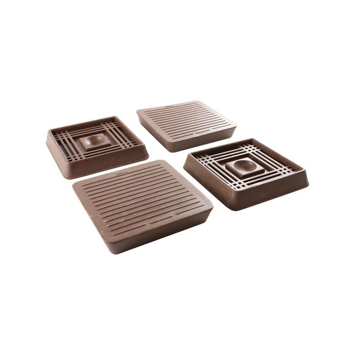 Surface Gard 51 x 51mm Brown Square Rubber Base Castor Cup - 4 Pack