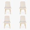 Pack of 4 | Cozy Upholstered Dining Chair | Natural Legs - Ivory Fabric