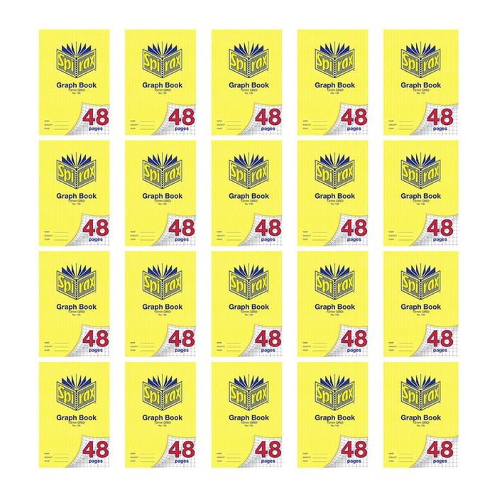 20x Spirax 130 Graph Book A4 48 Pages 10mm Grid Notebook School Notebook Yellow