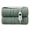 Dreamaker Eve Reversible Sherpa & Coral Fleece Electric Heated Throw Blanket Olive & Sage 200 X 180cm | Overheat Protection