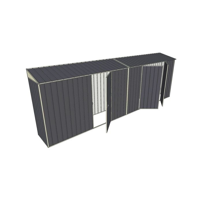 Build-a-Shed 0.8 x 6 x 2m Skillion Shed with Single and Double Hinged Side Doors - Grey