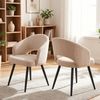 BRIBRION x2 Velvet Dining Chairs with Arms Metal Legs Upholstered Open Stitching Back Modern Kitchen Beige