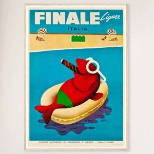 Galrie Vintage Finale Ligure Italy Travel Poster - Stunning Coastal Wall Art, Wood Frame, A0 84 x 119cm (33 x 47inch)