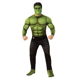 Deluxe Hulk Halloween Costume for Kids with Muscle Chest and Mask - Marvel Avengers Licensed - Green Colour, Standard