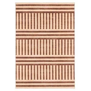 Loopsie-290cm X 190cm-sapani Stripe Printed Pink And Brown Washable Rug