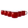 Argon Tableware 375ml Enamel Belly Mugs - Red - Set Of 6 Metal Drinking Cups Coffee Teacup Mug Set Hot, Cold Drinks Cups