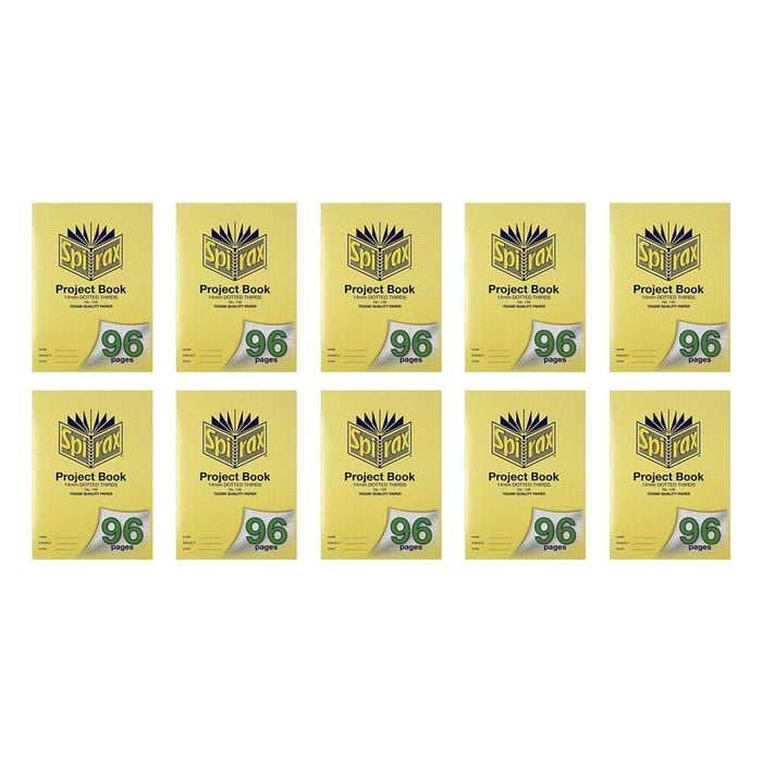 10x Spirax 146 Project Book A4 14mm Dotted Thirds 96 Pages Notebook Yellow