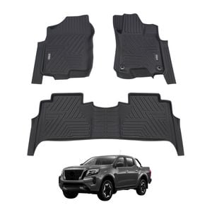 AUSGO Car Floor Mats for Nissan Navara NP300 D23 Dual Cab 2015-2025 Without Rear Floor Cup Holder All-Weather Floor Liners