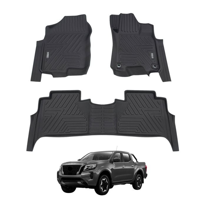 AUSGO Car Floor Mats for Nissan Navara NP300 D23 Dual Cab 2015-2025 Without Rear Floor Cup Holder All-Weather Floor Liners