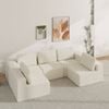 Advwin 415cm 5 Seater Sofa Convertible U Shaped Sofa Chenille Compressed Sofa Modular Couch No Assembly Beige