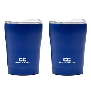 2PK Coffee Culture Stainless Steel Double Wall 350ml Travel Cup Prussian Blue