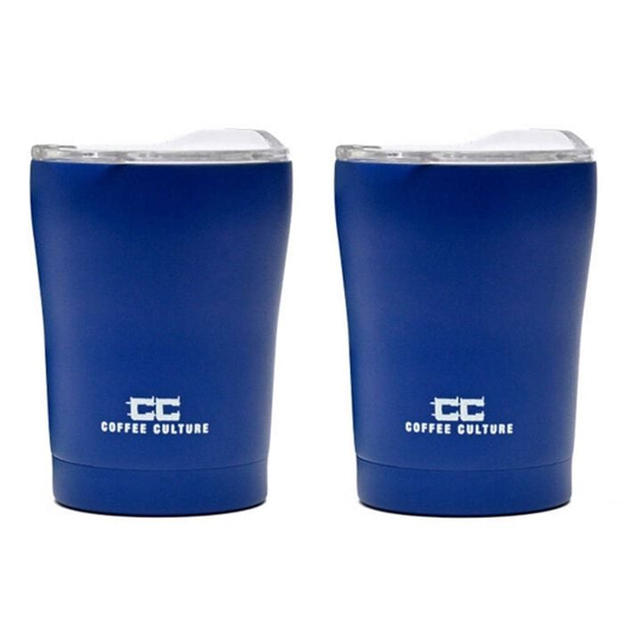 2PK Coffee Culture Stainless Steel Double Wall 350ml Travel Cup Prussian Blue