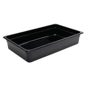 Vogue Gastronorm Food Pan Polycarbonate Black Gn 1/1 100mm Commercial Kitchen Storage
