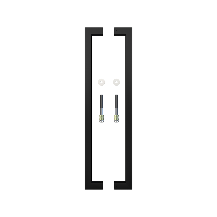Rolltrak 600mm Matte Black Barn Door Square Double Pull Handle