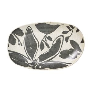 Ecology Midnight Charcoal Floral Silhouette Oval Plate Cecile 28x18cm