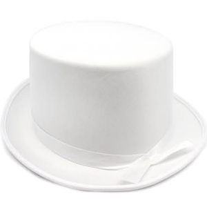 SATIN TOP HAT Costume Party Cap Fancy Dress Trilby Fedora One Size White