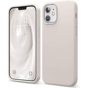 Silicone Phone Case For iPhone 12 Shockproof Microfiber Lining - Beige