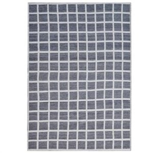 Handwoven Checkered Rug-Lattice 6388-Charcoal Ivory-110x160cm