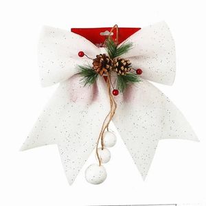 P&P White Christmas Bow Decoration 25x30cm Indoor Outdoor Holiday Ornament