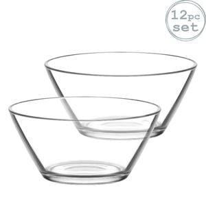 Lav Vega 215ml Glass Serving Bowls - Set Of 12 - Modern Minimalist Small Snack Dessert & Dip Bowls For Sauces Sides & Starters