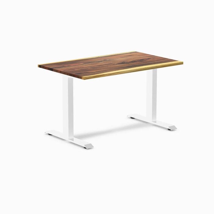 Desky Fixed Height Saman Hardwood Desk 120x75cm White Leg