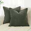 Gioia Casa Twin-Pack Linen Cushion Covers - Linen-Cotton Blend with Hidden Zipper Design - Khaki Green, 45cm × 45cm