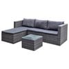 Elora Outdoor Rattan Chaise Sofa Set 3pc Patio Garden Furniture