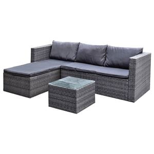 Elora Outdoor Rattan Chaise Sofa Set 3pc Patio Garden Furniture