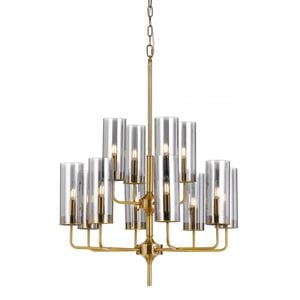 Telbix Decaro Contemporary Pendant Hanging Lamp Light Glass Metal Gold Smoke