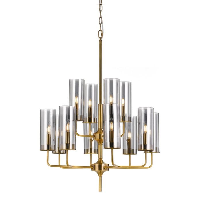 Telbix Decaro Contemporary Pendant Hanging Lamp Light Glass Metal Gold Smoke