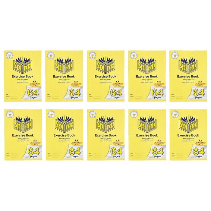 10x Spirax 303 Super Size Exercise Book 4mm Qld Ruled 64 Pages Notebook Yellow