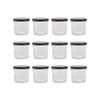 Argon Tableware 130ml Glass Jam Jars With Airtight Black Lids - Set Of 12 Empty Screw Top Kitchen Storage Preserving Jar