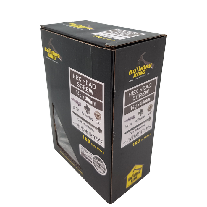 Building King 90mm 12G Hex Head Screws - 100 Pack