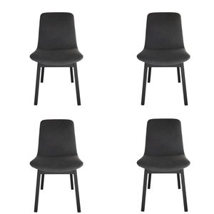 Pack of 4 | Cozy Upholstered Dining Chair | Black Legs - Dark Grey Fabric